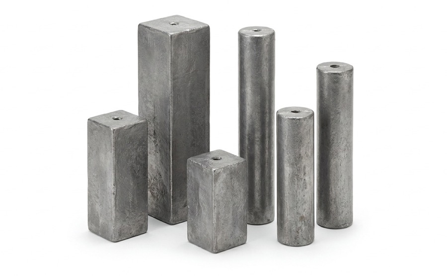 Cast-lead sash window counterweights in a range of sizes and sections